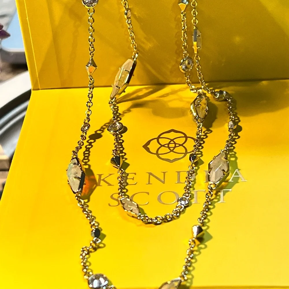 NWT Rare & Retired Kendra Scott Zuly Necklace 40” Iridescent Dichroic Crystal CZ - Picture 1 of 11